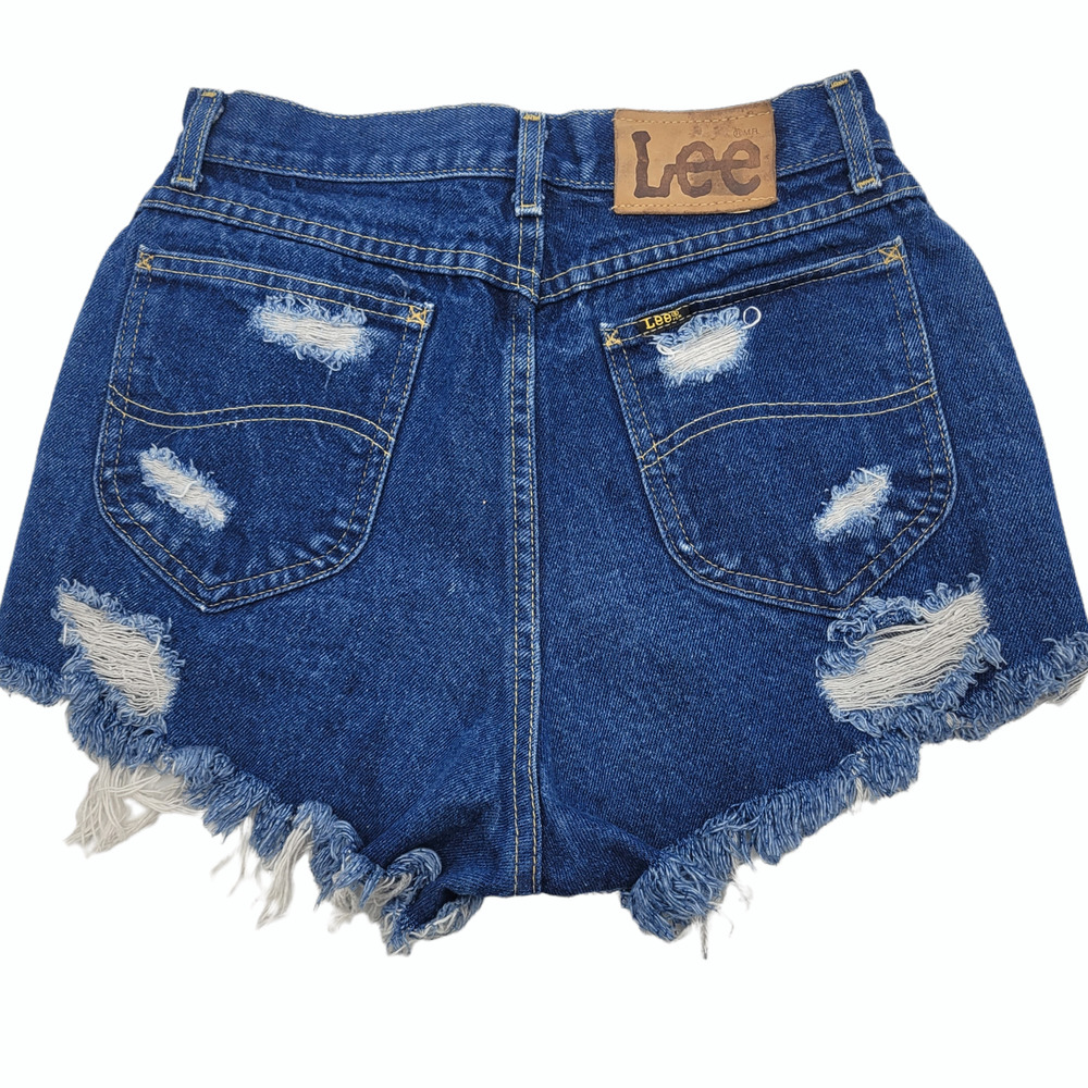 SOLD Vintage Lee Riders Jean Shorts Ultra High Rise Cut Off Distressed Denim